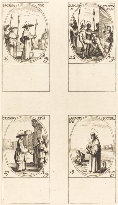 Utca. Patricia; Szentek Secundus és Alexander; Utca. Caesarius; Utca. Ágoston alkotó: Jacques Callot