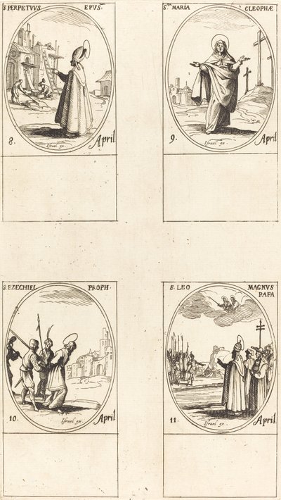 St. Perpetuus; Kleofás Szent Mária; Szent Ezékiel; Nagy Szent Leó alkotó: Jacques Callot