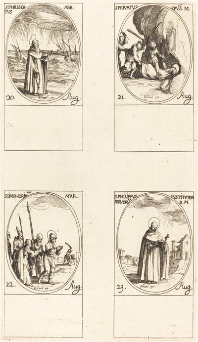 Szent Fülöp, apát; St. Privatus; Szent Szimforikus; Szent Fülöp alkotó: Jacques Callot