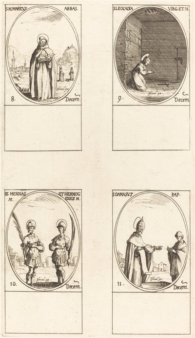 Szent Romaricus; St. Leocadia; Sts. Mennas és Hermogenes; St. Damasus alkotó: Jacques Callot