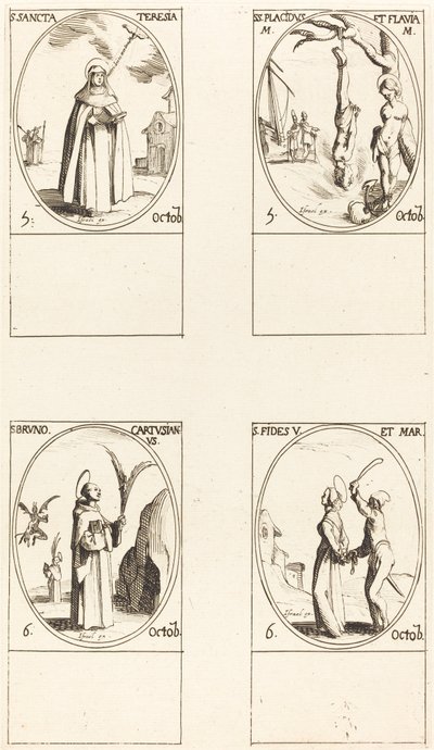 Szent Teréz; Szent Placidus és Flavia; Szent Brúnó; Szent Hit alkotó: Jacques Callot