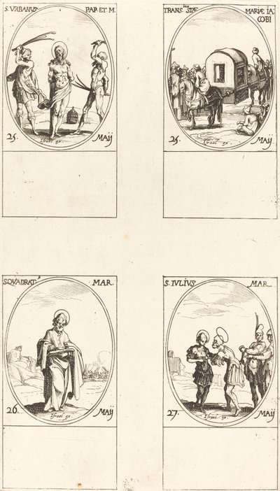 St. Urban; Jakab Szent Mária fordítása; St. Quadrat; Szent Julius alkotó: Jacques Callot