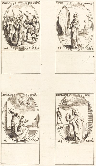 Szent Orsolya és társai; Szent Mária Salome; Szent Severinus; Szent Maglorius alkotó: Jacques Callot