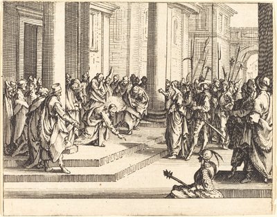 Jézus megkövezése, 1635. alkotó: Jacques Callot