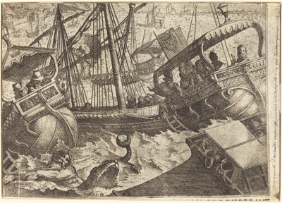 Vihar Barcelona partjainál [recto] alkotó: Jacques Callot