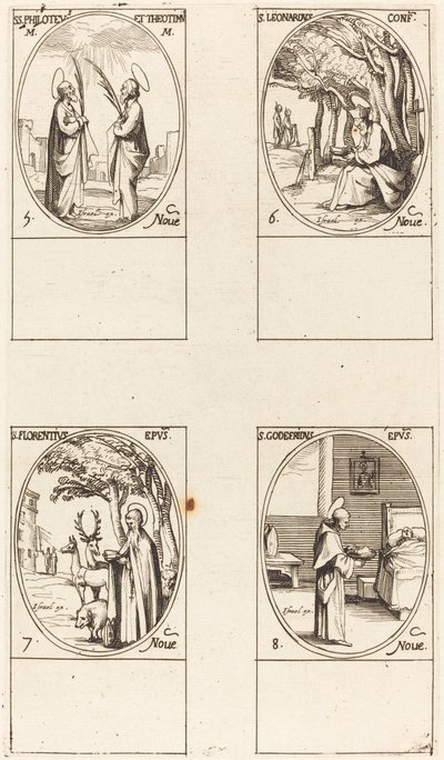 Sts. Philoteus és Theotimus; Szent Leonárd; Szent Florentinus; St. Godfrey alkotó: Jacques Callot