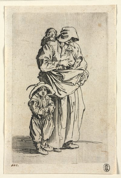 A koldusok: Egy anya és három gyermeke alkotó: Jacques Callot