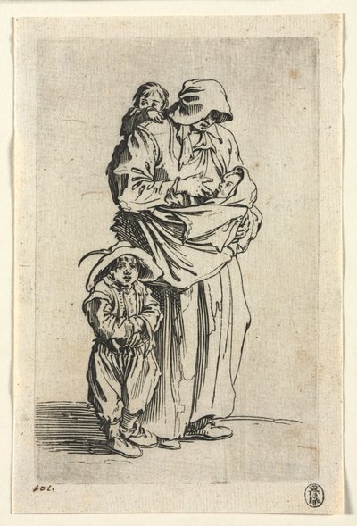 A koldusok: Egy anya és három gyermeke, c. 1623. alkotó: Jacques Callot