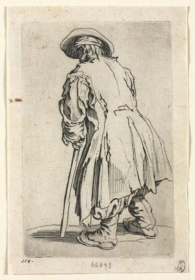 A koldusok: Vén koldus egyetlen mankóval alkotó: Jacques Callot