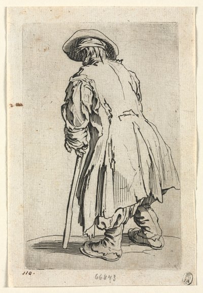 A koldusok: Vén koldus egyetlen mankón, c. 1623. alkotó: Jacques Callot