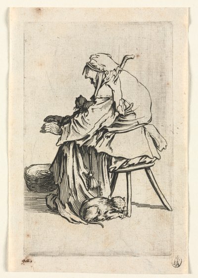 A koldusok: Öregasszony és macskák c. 1623. alkotó: Jacques Callot