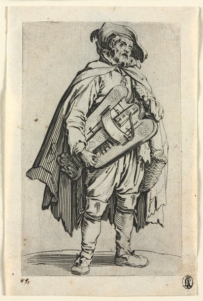 A koldusok: The Hurdy-Gurdy Player c. 1623. alkotó: Jacques Callot