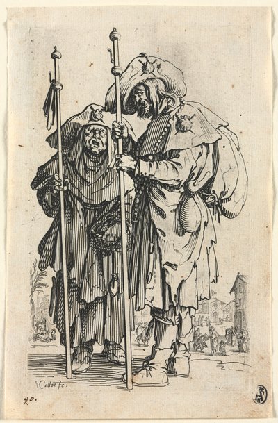 A koldusok: A két zarándok c. 1623. alkotó: Jacques Callot