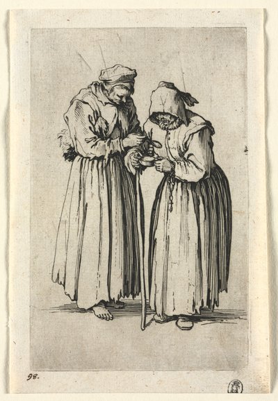 A koldusok: Két koldusasszony c. 1623. alkotó: Jacques Callot
