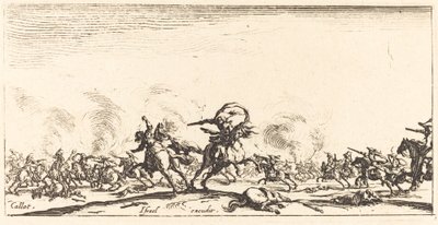 A lovassági harc pisztolyokkal alkotó: Jacques Callot