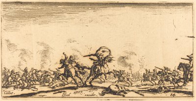 A lovassági harc pisztolyokkal, c. 16321634. alkotó: Jacques Callot
