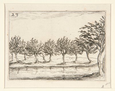 Oszlopok a víz szélén – sz. 23 a sorozatból alkotó: Jacques Callot