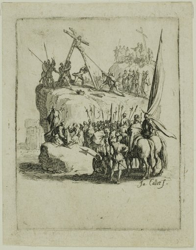 A keresztre feszítés, a Kis passióból alkotó: Jacques Callot