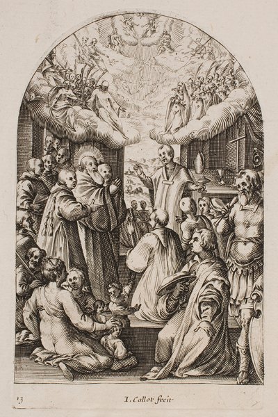 Szent Benedek halála, a „Római képek” sorozatból alkotó: Jacques Callot