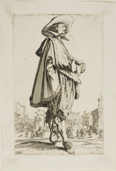 Az úr összekulcsolt kézzel, tizenegyes tányér a La Noblesse-ból alkotó: Jacques Callot