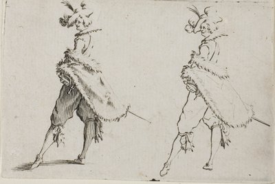 A kabátos úriember, csípőre tett kézzel pózol, A szeszélyekből alkotó: Jacques Callot