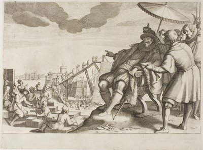 A nagyherceg megerősíti Livorno kikötőjét, Ferdinando I de’ Medici életéből alkotó: Jacques Callot