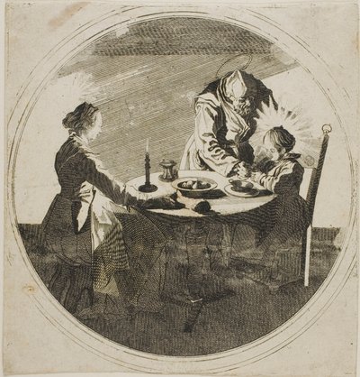 A szent család az asztalnál alkotó: Jacques Callot