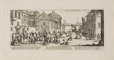 A Kórház, a The Miseries of War tizenötös táblája alkotó: Jacques Callot