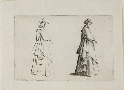 A hölgy teljes ruhában, a The Caprices-ből alkotó: Jacques Callot