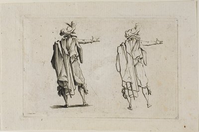A férfi hátulról, felemelt jobb karral, A szeszélyekből alkotó: Jacques Callot