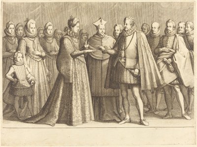 Ferdinando és Lotaringiai Christine házassága alkotó: Jacques Callot