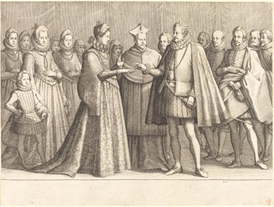 Ferdinando és Lotaringiai Christine házassága alkotó: Jacques Callot