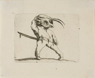 Az álarcos férfi csavart lábbal, a Varie Figure Gobbitól alkotó: Jacques Callot
