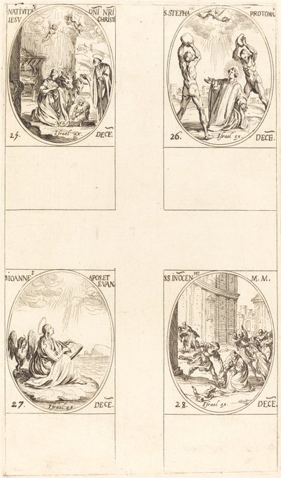 A születés; Szent István; Szent János; Szent Ártatlanok alkotó: Jacques Callot