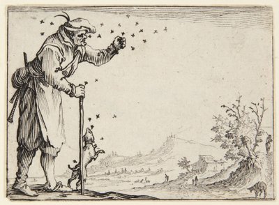 A méhek által megtámadott paraszt alkotó: Jacques Callot