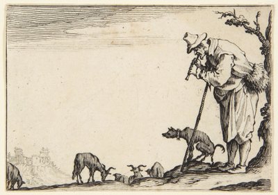 Fuvolázó pásztor alkotó: Jacques Callot