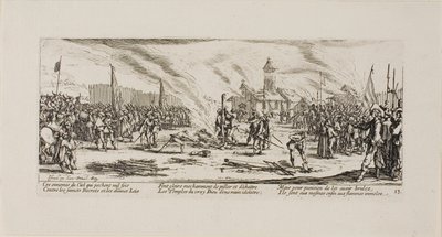 A máglya, tizenharmadik tábla A háború nyomorúságaiból alkotó: Jacques Callot