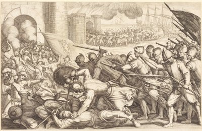 A város kapuját betörő csapatok alkotó: Jacques Callot