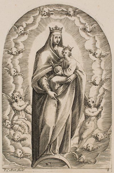 A holdsarlón álló Szűz, a „Római képek” sorozatból alkotó: Jacques Callot