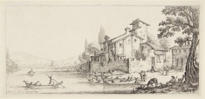 Séta a vízparton, a Paysages Gravées pour Jean de Médicis, Paysages Dessinés à Florence sorozatból (Tájképek Giovanni de Medici számára vagy Firenzében tervezett tájképek) alkotó: Jacques Callot