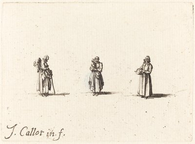 Három nő, egy gyermek a kezében, valószínűleg 1634. alkotó: Jacques Callot