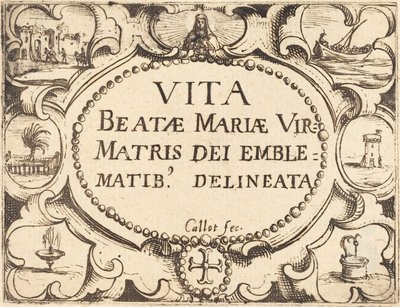 Címlap a "Szűz élete jelképekben" című könyvhöz alkotó: Jacques Callot