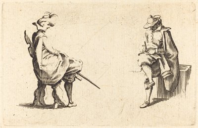 Két ülő alak, c. 1622. alkotó: Jacques Callot