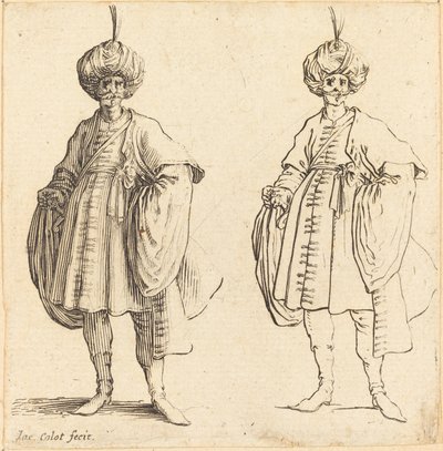 Két turbánba öltözött török, tollal alkotó: Jacques Callot
