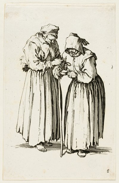 Two Women Beggars, nyolcas tányér a The Beggars-től alkotó: Jacques Callot