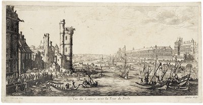 Kilátás a Szajnáról a Louvre-ra a jobb oldalon ... (metszet) alkotó: Jacques Callot