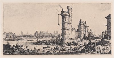 A Pont-Neuf látképe, a „Les Deux Grandes Vues de Paris” című műből alkotó: Jacques Callot