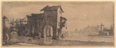 Vízimalom, a „Négy táj” sorozat 3. lapja alkotó: Jacques Callot