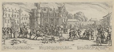 Egy kolostor lerombolása, a „A háború borzalmai” sorozat 6. lapja alkotó: Jacques Callot