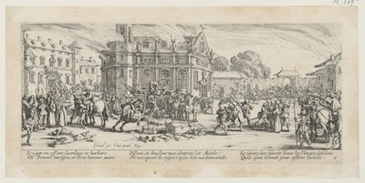Egy kolostor pusztulása, a „Háború borzalmai” sorozat 6. lapja alkotó: Jacques Callot